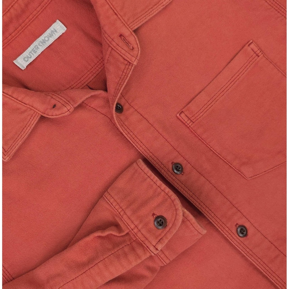 Outerknown Shirt Mens Small Orange Organic Cotton Long Sleeve Casual Button Up